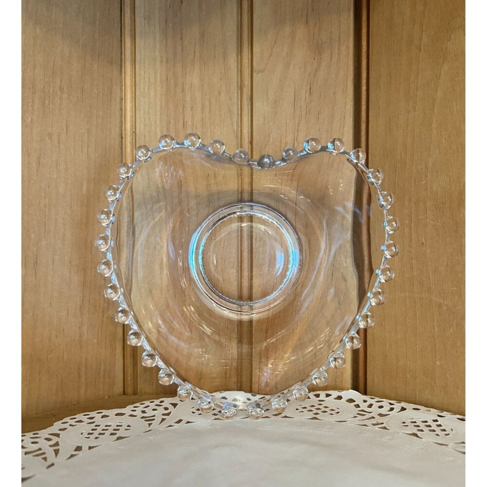 Vintage Imperial Heart Shaped Candlewick Glass Bowl Boopie Clear Glass Bowl
